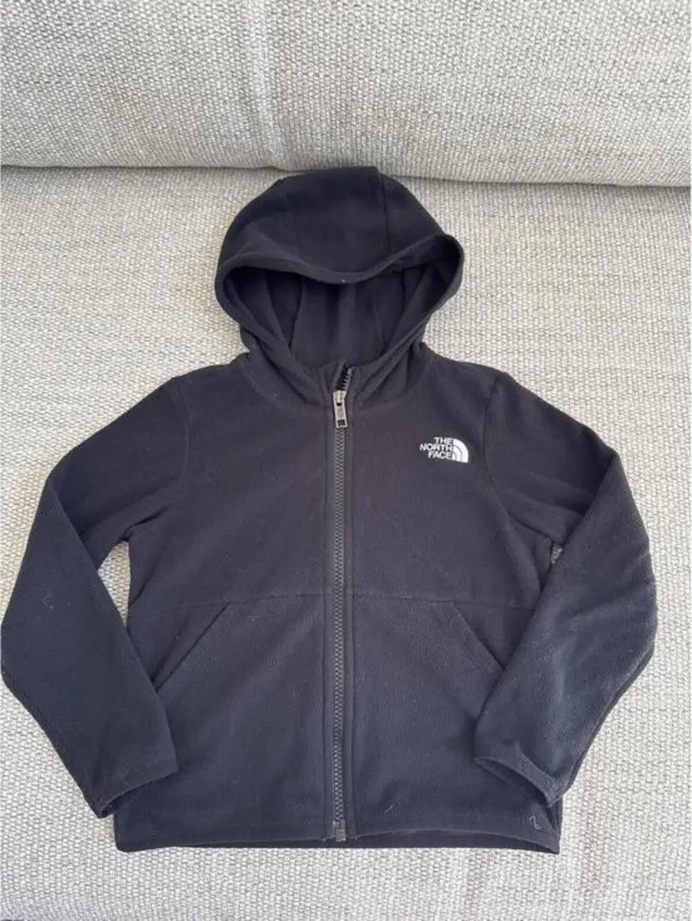 The North Face Kids Black Full Zip Hooded Fleece Jacket